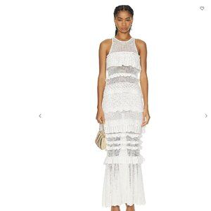 Staud Sorrento Cotton-Blend Ruffle Maxi Dress